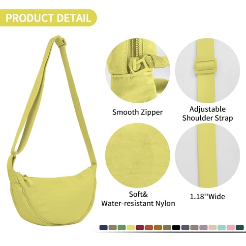 Image of Nylon Crescent Crossbody Bag for Women Purses Trendy Men,Small Travel Sling Bag Hobo