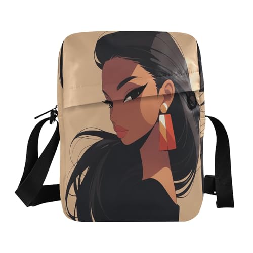 messenger bag for women crossbody crossbody bag men Cross Over Purse Adjustable Strap for Shopping Shopping- African Women Long Hair