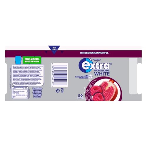 Extra Professional Kaugummi Zuckerfrei, White Granatapfel, 50 Dragees, Großpackung Chewing Gum, Xylitol Kaugummi ohne Zucke mit Granatapfelgeschmack Minz Frische (50 Dragees)