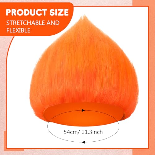 Image of Geyoga 1 Pcs Funny Wig Crazy Hair for Halloween Party,Orange | Funny Colorful Wig Adults Use, Unisex Funky Hairband, Halloween Mardi Gras Cosplay Costume Party Accessories