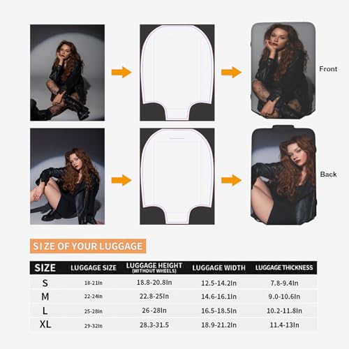 Personalized Custom Luggage Cover 25-28 in Customized Travel Suitcase Protector Add Your Photo Text Design Elastic Washable Luggage Covers Gift for Men Women Boy Girl3