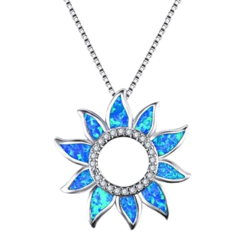 Colliers avec pendentifs tournesol opale s925 et zircon arc-en-ciel