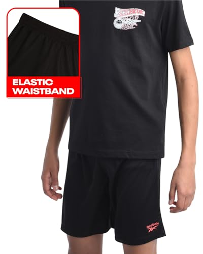 Image of Reebok Boys' Active Shorts Set - 2 Piece Short Sleeve T-Shirt and Gym Shorts - Casual Summer Outfit Set for Boys (8-12)