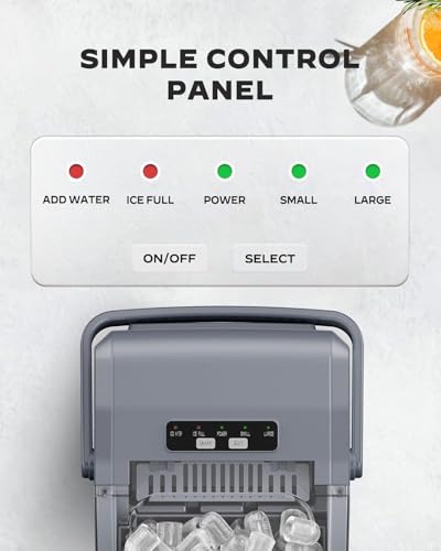 Image of Silonn Stainless Steel Countertop Ice Maker, 26 lbs /Day Fast Ice Production in 6 Mins, Self-Cleaning Compact Ice Machine for Home, Kitchen, Office & Parties