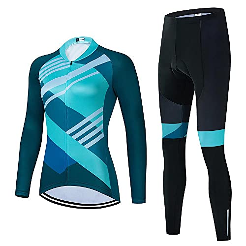 Sudusudo Women's Cycling Clothing Set Long Sleeve Road Bike Shirt Cycling Jersey Bicycle Pants With 20D Gel Padded #TOP1