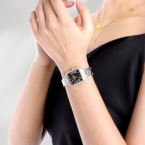 NAVIFORCE Gold Watches for Women,Ladies Dress Waterproof Wrist Watch,Square Case Roman Dial — view 3