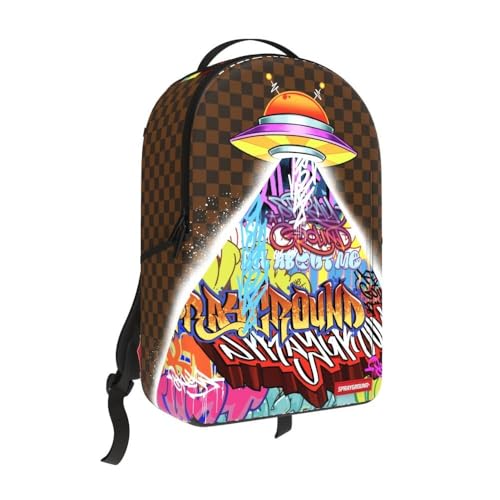Sprayground Far Out DLXSV Backpack, 18x6x11.5 inches, Durable Water-Resistant Faux Leather, Multiple Compartments, Laptop Sleeve, Travel-Friendly