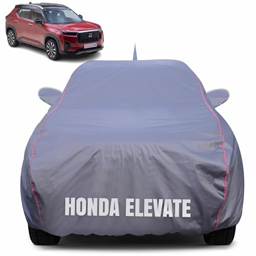 Image of 100% Waterproof Car Body Cover for Honda Elevate with Mirror Pocket (Heat & UV Resistant, Triple Stitched, Soft Lining, Bottom Elastic & Piping) Grey