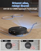 ECOVACS DEEBOT T50 PRO Omni Gen3 Saugroboter mit Wischfunktion, 25.000 Pa, AIVI 3D 3.0, autom. Zugabe v. Reinigungslösung, Reinigung des Mopps bei 75°C, Heißlufttrocknung, 81 mm, Glanzschwarz – Ansicht 7