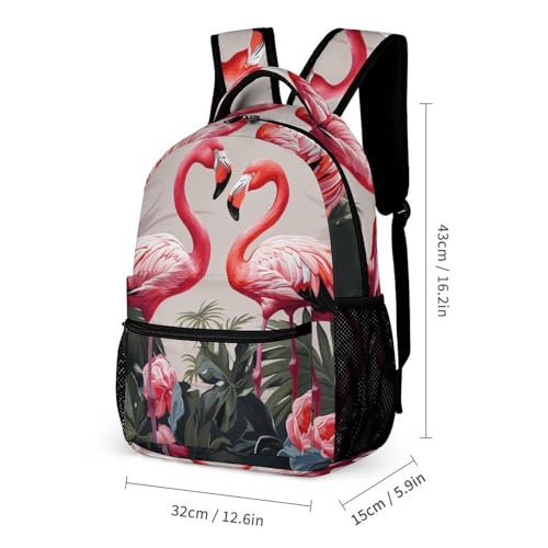 Flamingo Birds on Background Backpack Set 3 Piece, Durable Backpack Insulated Lunch Bag Portable Pencil Case for Men Women2