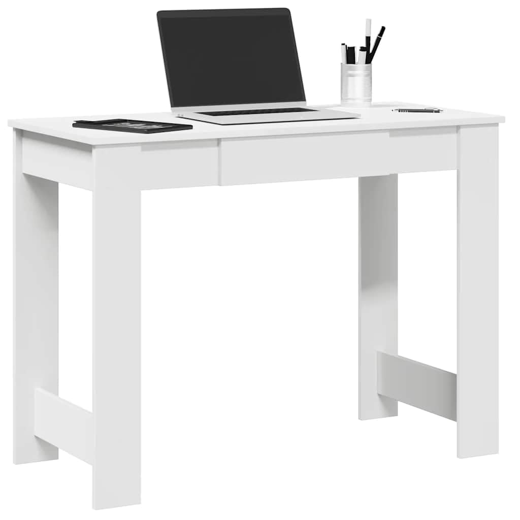 Escritorio blanco de madera 100 x 45 x 75 cm con gran superficie de trabajo y espacio de almacenamiento, mesa de oficina versátil y mesa de juegos para oficina, salón, dormitorio
