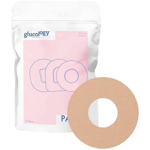 Glucology CGM Patches for Freestyle Libre Beige | 25 Pack | Waterproof & Universal Patch Cover