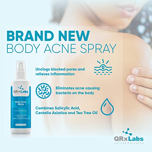 New! Body Acne Spray With 2% Salicylic Acid, Tea Tree Oil And Centella Asiatica Extract - Controls Breakouts On Back, Arms, Chest - Gentle Non-Drying Treatment - 4 Fl Oz #TOP1