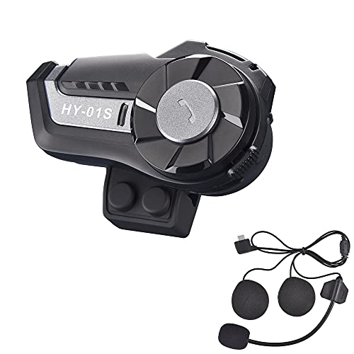 AHR HY-01S Motorcycle Bluetooth Headset with Music Sharing, Helmet Bluetooth 5.0 Intercom with Noise Cancellation, Universal Communication Systems for Snowmobile/Dirt Bike/ATV/Helmet