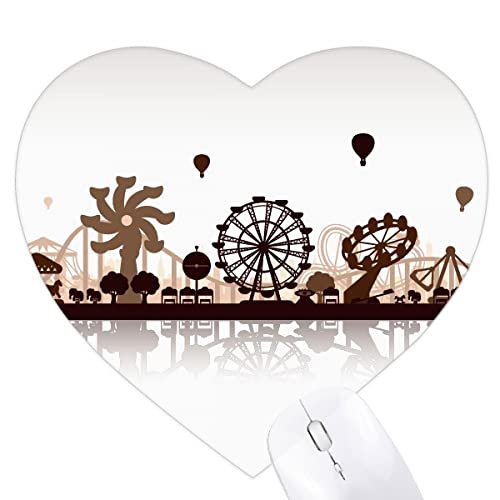 Tapis de souris coeur silhouette parc d'attractions noire anti fatigue