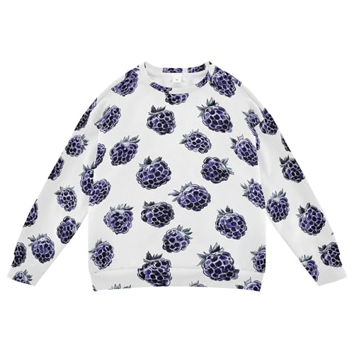 JUNZAN Art Dewberry Fruit White Little Boys Hoodie Sweatshirt Long Sleeve Sweatshirts for Boys Party 4T