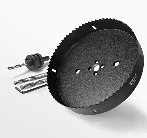 Image of 7 Inch Hole Saw with 1 /2 inch Hex Shank Quick Change Arbor, JTemgle Bi-Metal Hole Saw Heavy Duty Hole Cutting Tool for Cornhole Boards, Recessed Lights, Wood, Plastic, Drywall & Soft Metal