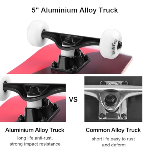 Image of WhiteFang Skateboards for Beginners, Complete Skateboard 31 x 7.88, 7 Layer Canadian Maple Double Kick Concave Standard and Tricks Skateboards for Kids and Beginners