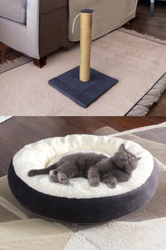 Premium kedi başlangıç seti - Lüks kapalı kedi tuvaleti, taşıma sepeti, yatak, tırmalama, 3 katlı oyuncak, paspas, mama kabı, kürek - LKT2 - Görsel 4