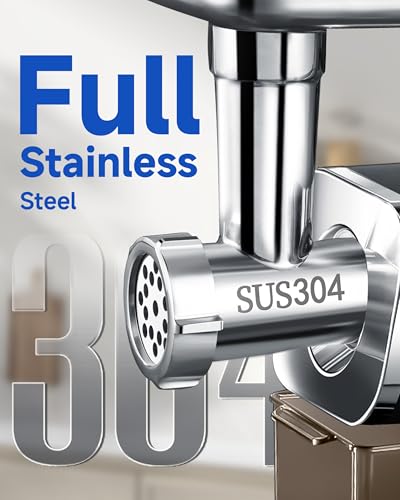 Image of Electric Meat Grinder,3000 Max 304 Stainless Steel Meat Mincer Accessories with 2 Blades,3 Grinding Plates,3 Sausage Stuffer Tubes & Kubbe Kit for Home & Kitchen Use