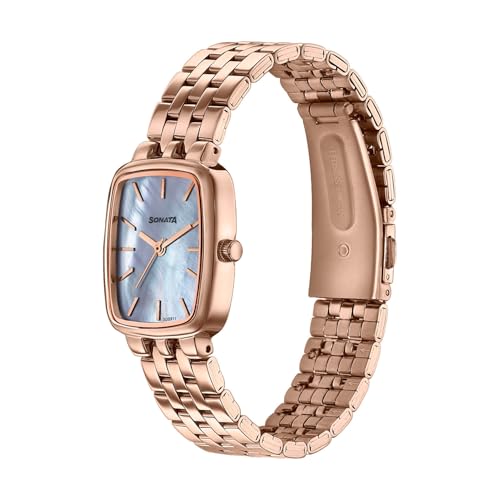 Image of Sonata Festive 2.0 Quartz Analog with Mother of Pearl Dial Rose Gold Sheet Metal Strap Watch for Women - 87108WM01