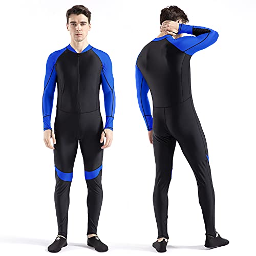 Copozz Dive Skin, Diving Snorkeling Surfing Spearfishing Rash Guard-Full Body Uv Protection - For Men Women Youth Thin Wetsuit Jellyfish Skin (Black Blue, Medium For Men) #TOP11