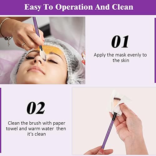 9 Pieces Facial Brushes Fan Mask Brushes, Soft Facial Applicator Brushes Tools for Peel Glycolic Mask Makeup for Mud Cream (Purple and Black)