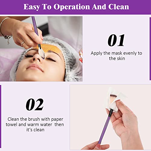 Image of 9 Pieces Facial Fan Mask Brushes, Soft Facial Applicator Brushes Tools for Peel Glycolic Makeup for Mud Cream(Purple)