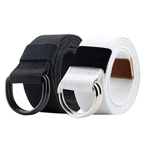 Image of Web Fabric Canvas Belt for Men Women with Double D Ring Buckle 1.5in Wide