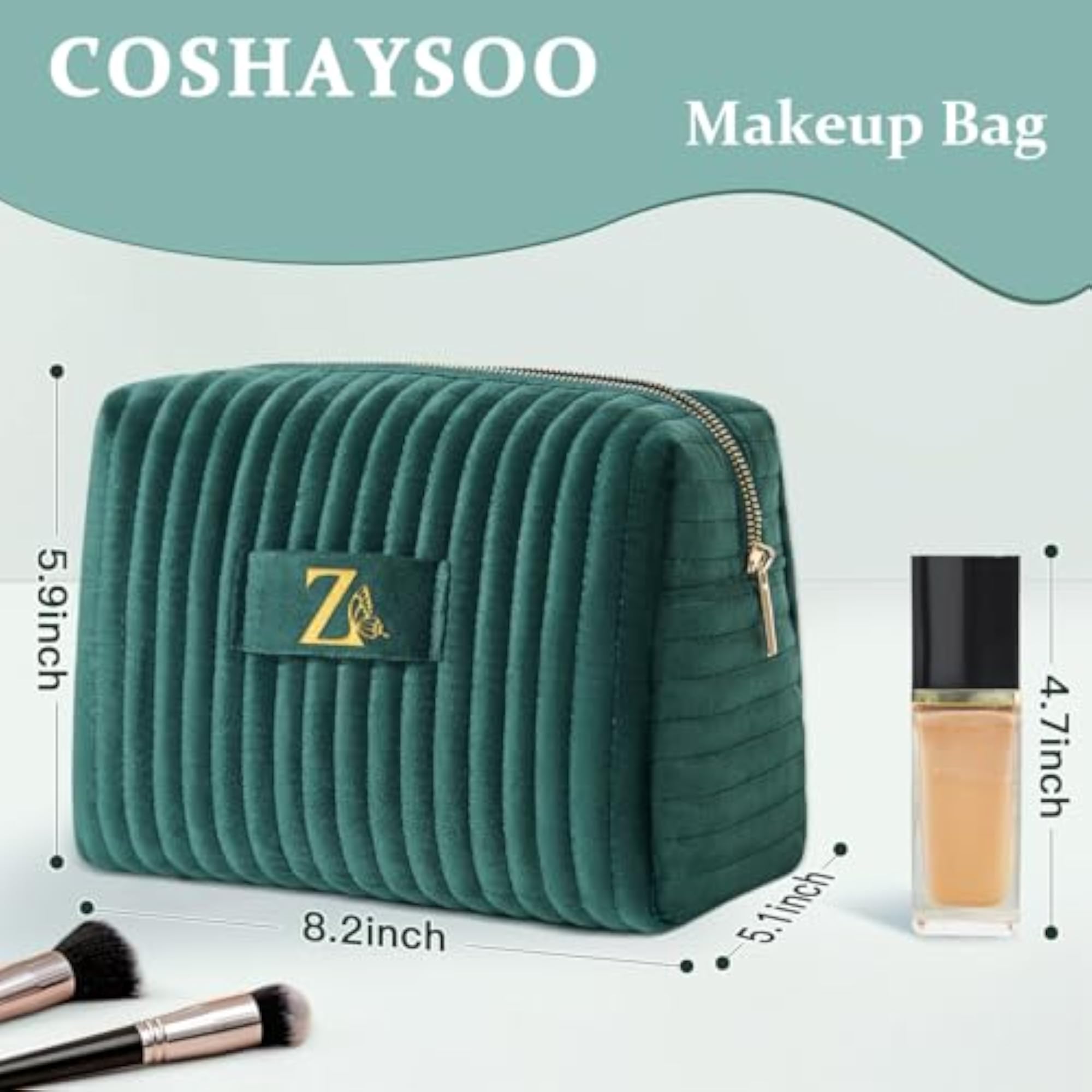 Initial Makeup Cosmetic Bag for Women with Butterfly Decor, Z