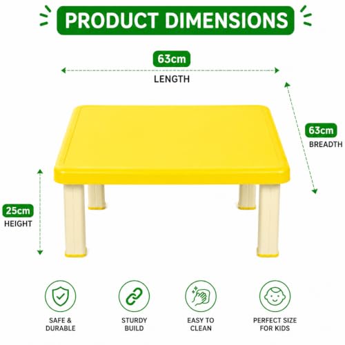 Image of Plastic Strong and Durable Kids Table for Studying Dining Home Virgin Material Kids Table for 2 to 10 Years | Sustain Upto 50 KG (Yellow Low Table)