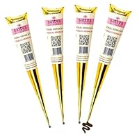 Sattva Ayurveda Natürliche Braune Henna Farbe - Kupferbraun- Perfekt für Henna Braune Designs & Sommersprossen-Effekt - ohne Ammoniak, PPD - 4 x 30 g Kegel