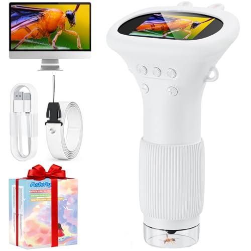 Handy-Mikroskop für Kinder, Ashfly 200X tragbares Taschenmikroskop, 2,0' IPS-Bildschirm USB...