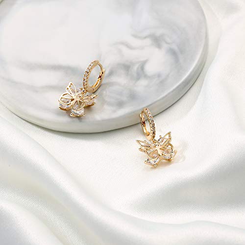 Butterflyearrings Huggie Hoop, Butterfly Dangle Huggie Hoop Earrings For Women Girls Hoops Cuff Buttefly Earrings Hypoallergenic Huggie Hoop Earrings #TOP4