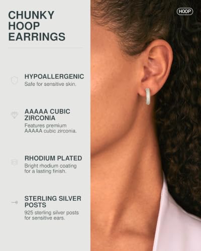 Image of PAVOI 14K Gold Plated Cubic Zirconia Chunky Hoop Earrings for Women