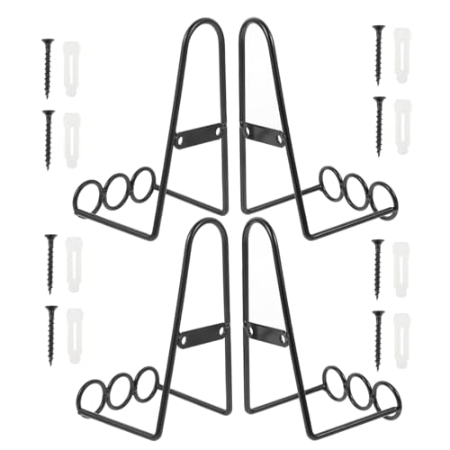 VINTORKY 4pcs Iron Plate Holders Vintage Style Display Stand for Kitchen Office Bedroom Decorations