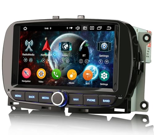 Android 14 Radio Coche Estéreo para Fiat 500 500C 500S 500E 500 Hybrid, Wireless Carplay & Android Auto DSP Bluetooth Bluetooth GPS Navegador A2DP WiFi Dab+ Pantalla táctil FM Radio 4GB+64GB