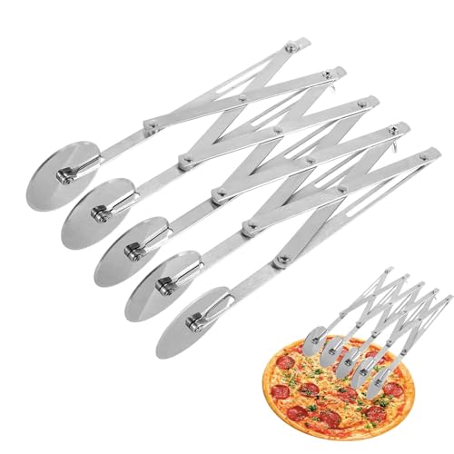 Cortador de multiredondo - Rebanadora de pizza extensible de acero inoxidable | Rebanadora de pizza de precisión retráctil | Mezcladores de y pastelería versátiles | Herramienta de cocina