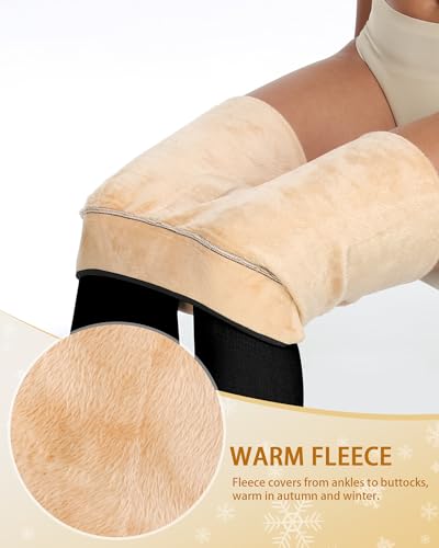 Image of CHRLEISURE Women's Fleece Lined Tights - Fake Sheer Warm Pantyhose Thick Winter Leggings