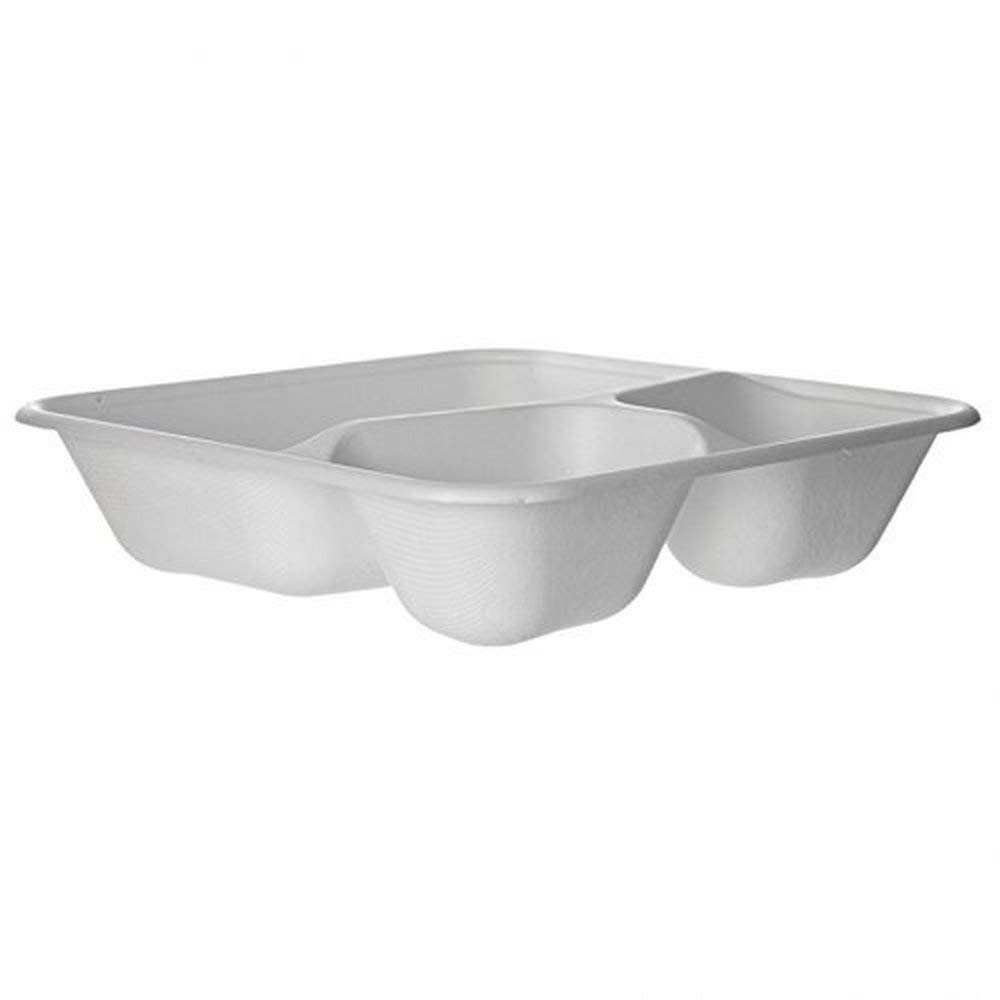 ECO PRODUCTS 9" 3 Compartment / Green Products / white Clamshell Take Out Containers