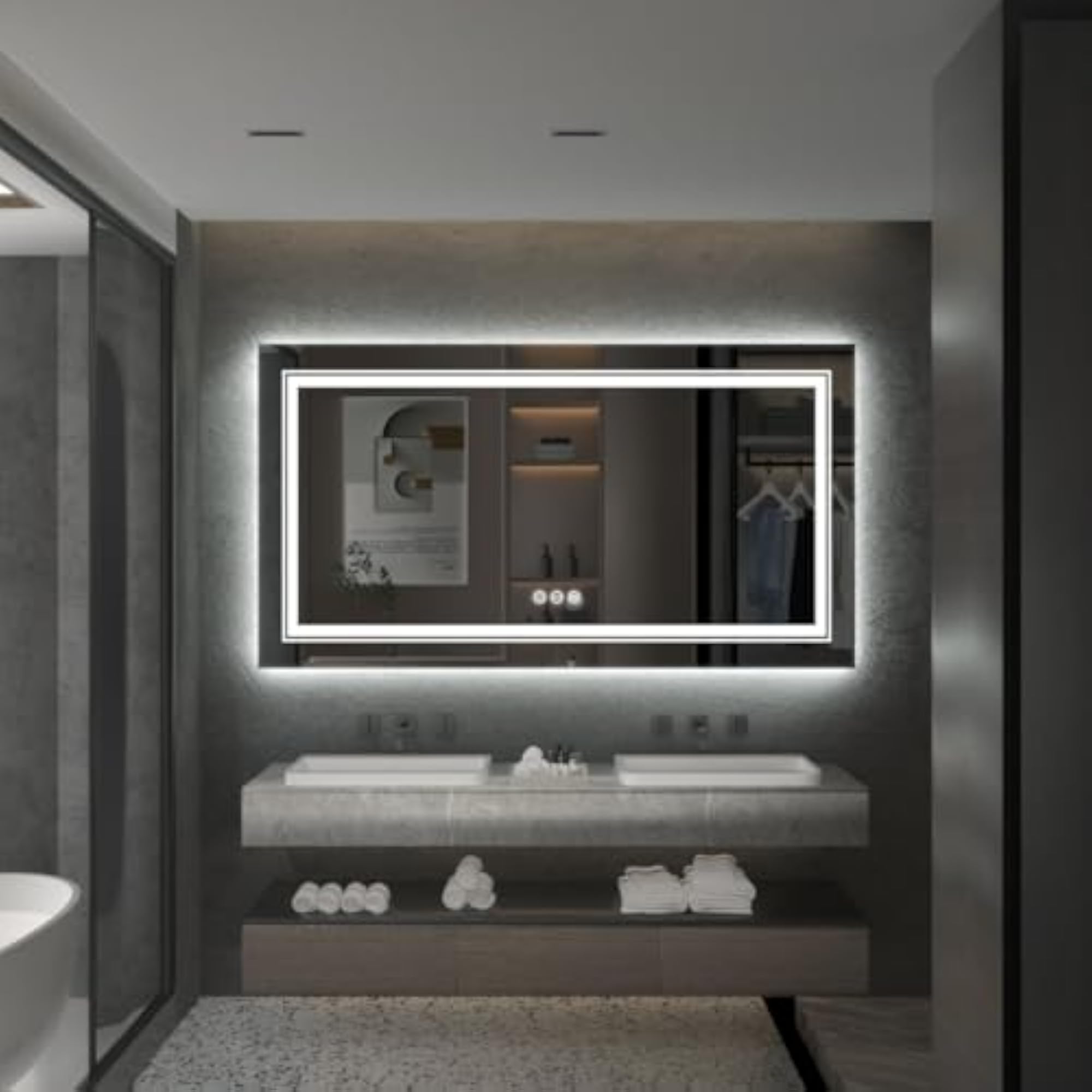 Smart Bathroom Mirror with Color Changing Lights