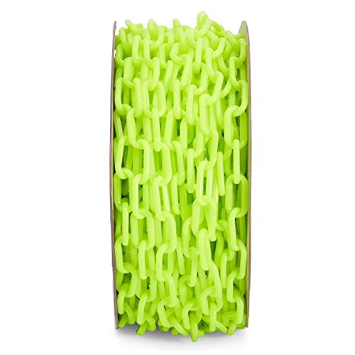 Stockroom Plus 100 Foot Neon Yellow Plastic Chain Safety Barrier For Crowd Control, Queue Line, Concerts, Parking (1.5-Inch Links) #TOP3