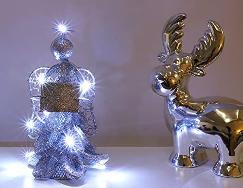 Christmas Concepts® 20cm (8") White LED Metal Mesh Christmas Tree Top Angel - Christmas Tree Toppers