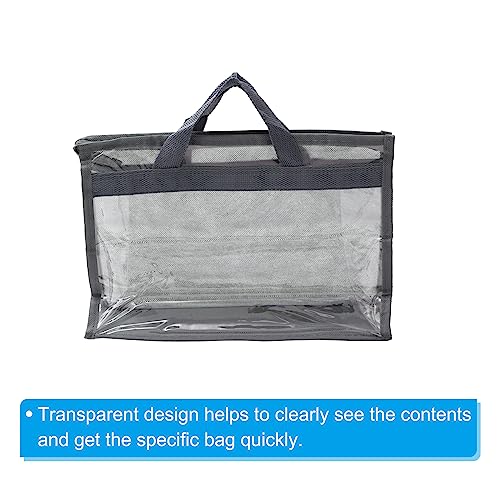 PATIKIL Handbag Dust Bags, 2 Pack Clear Purse Storage Organizer S Size PVC Dustproof Handbag Cover Transparent Purse Protector, Gray - Image 3