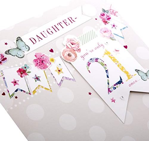 Hallmark 21st Birthday Card for Daughter - 'Bellissima' 3D Bunting Design