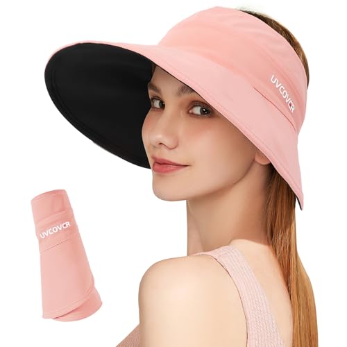 AYPOW Casquettes Visières Femme, Chapeau À Large Bord pour Femme Réversible, Respirant Anti-UV Casquettes Visières, Femmes Casquette Visière pour Golf...