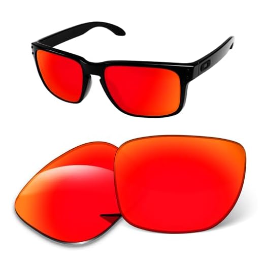 Lentes de substituição de 1,6 mm compatíveis com óculos de sol Oakley Holbrook XL OO9417, antiarranhões e resistentes a impactos, Espelhado vermelho laranja, One Size