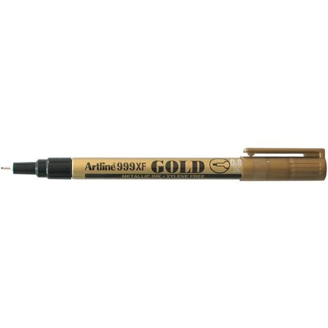 artline 999XF - Marcador metálico permanente (0,8 mm, punta redonda, 12 unidades), color dorado