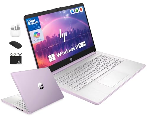 HP 14' Laptop Computer for 2026 Student Business Productivity, MS Office & Win 11 Pro, Copilot AI, Intel 4-Core CPU, 4GB DDR5 RAM, 628GB Storage (128GB UFS+500GB Ext), Wi-Fi 6, HubxcelAddon, Lavender
