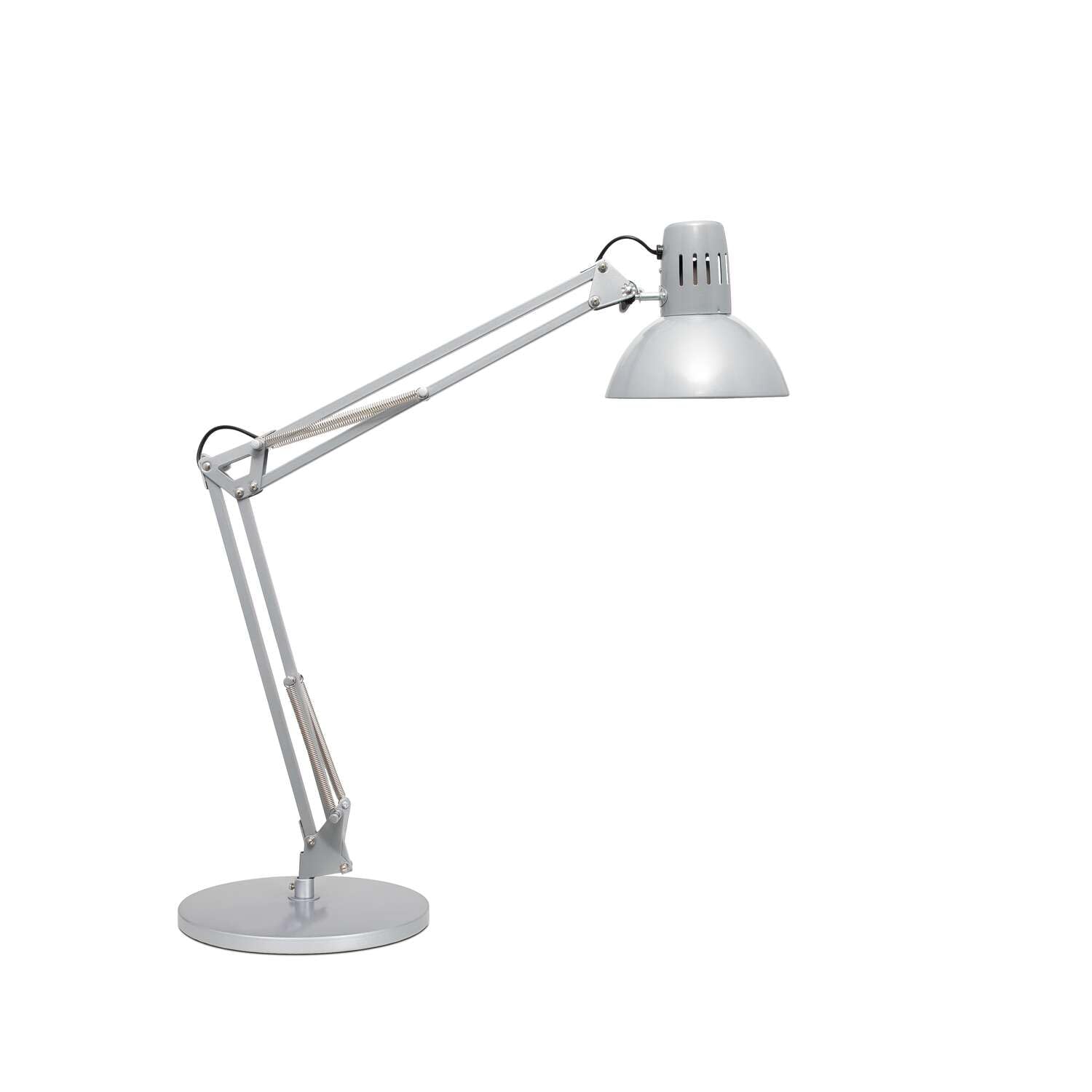 MAUL Lampada scrivania MAULstudy argento braccio doppio orientabile | Luce calda accogliente, base stabile salva piano, testa regolabile, LED E27 incluso, ideale per lavoro e lettura